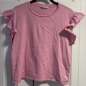 Women's Zara Pink Ruffle Sleeve Women's Top